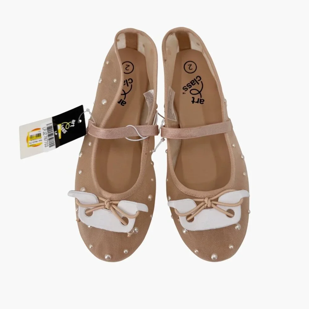 NEW art class Kids' Fleur Mesh Pearl Ballet Flats - Blush - Size 2